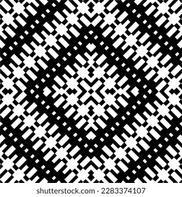 Dark background with abstract shapes. Black and white texture. Seamless monochrome repeating pattern for web page, textures, card, poster, fabric, textile.