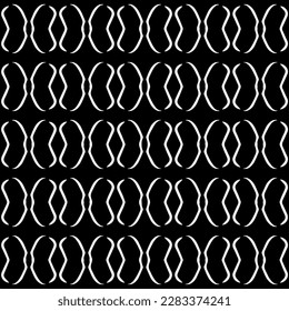 Dark background with abstract shapes. Black and white texture. Seamless monochrome repeating pattern for web page, textures, card, poster, fabric, textile.