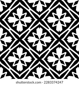 Dark background with abstract shapes. Black and white texture. Seamless monochrome repeating pattern for web page, textures, card, poster, fabric, textile.