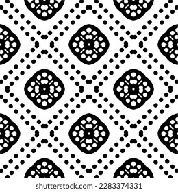 Dunkler Hintergrund mit abstrakten Formen. Schwarz-Weiß-Textur. Nahtlose monochrome Wiederholung Muster für Webseiten, Texturen, Karten, Poster, Gewebe, Textilien.