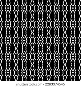 Dark background with abstract shapes. Black and white texture. Seamless monochrome repeating pattern for web page, textures, card, poster, fabric, textile.
