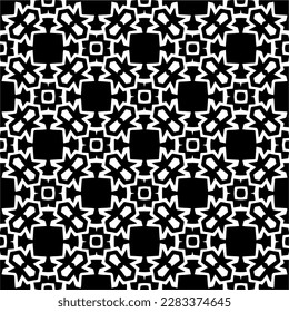 Dark background with abstract shapes. Black and white texture. Seamless monochrome repeating pattern for web page, textures, card, poster, fabric, textile.