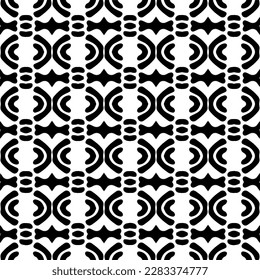 Dunkler Hintergrund mit abstrakten Formen. Schwarz-Weiß-Textur. Nahtlose monochrome Wiederholung Muster für Webseiten, Texturen, Karten, Poster, Gewebe, Textilien.