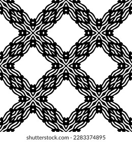 Dark background with abstract shapes. Black and white texture. Seamless monochrome repeating pattern for web page, textures, card, poster, fabric, textile.