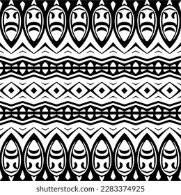 Dark background with abstract shapes. Black and white texture. Seamless monochrome repeating pattern for web page, textures, card, poster, fabric, textile.