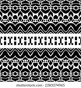 Dark background with abstract shapes. Black and white texture. Seamless monochrome repeating pattern for web page, textures, card, poster, fabric, textile.