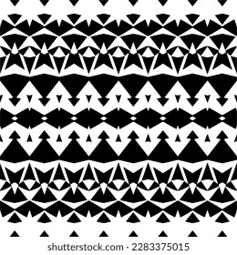 Dark background with abstract shapes. Black and white texture. Seamless monochrome repeating pattern for web page, textures, card, poster, fabric, textile.