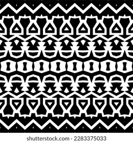 Dark background with abstract shapes. Black and white texture. Seamless monochrome repeating pattern for web page, textures, card, poster, fabric, textile.
