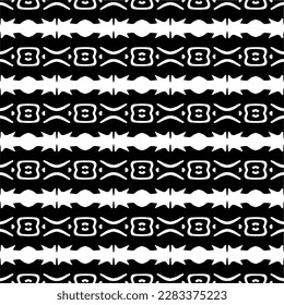 Dark background with abstract shapes. Black and white texture. Seamless monochrome repeating pattern for web page, textures, card, poster, fabric, textile.