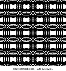 Dark background with abstract shapes. Black and white texture. Seamless monochrome repeating pattern for web page, textures, card, poster, fabric, textile.