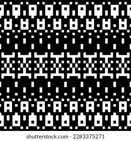 Dark background with abstract shapes. Black and white texture. Seamless monochrome repeating pattern for web page, textures, card, poster, fabric, textile.