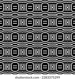 Dark background with abstract shapes. Black and white texture. Seamless monochrome repeating pattern for web page, textures, card, poster, fabric, textile.