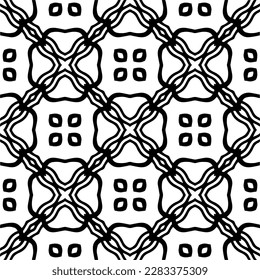 Dark background with abstract shapes. Black and white texture. Seamless monochrome repeating pattern for web page, textures, card, poster, fabric, textile.
