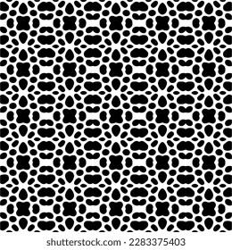 Dark background with abstract shapes. Black and white texture. Seamless monochrome repeating pattern for web page, textures, card, poster, fabric, textile.