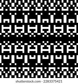 Dark background with abstract shapes. Black and white texture. Seamless monochrome repeating pattern for web page, textures, card, poster, fabric, textile.