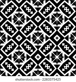 Dark background with abstract shapes. Black and white texture. Seamless monochrome repeating pattern for web page, textures, card, poster, fabric, textile.