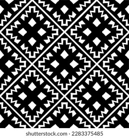 Dark background with abstract shapes. Black and white texture. Seamless monochrome repeating pattern for web page, textures, card, poster, fabric, textile.