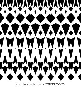 Dark background with abstract shapes. Black and white texture. Seamless monochrome repeating pattern for web page, textures, card, poster, fabric, textile.
