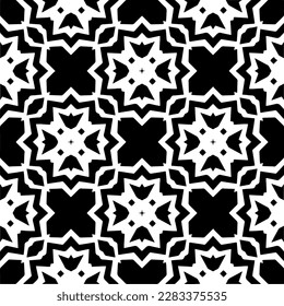 Dunkler Hintergrund mit abstrakten Formen. Schwarz-Weiß-Textur. Nahtlose monochrome Wiederholung Muster für Webseiten, Texturen, Karten, Poster, Gewebe, Textilien.