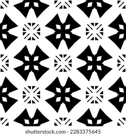 Dark background with abstract shapes. Black and white texture. Seamless monochrome repeating pattern for web page, textures, card, poster, fabric, textile.