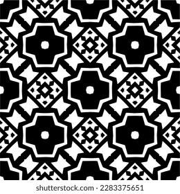 Dark background with abstract shapes. Black and white texture. Seamless monochrome repeating pattern for web page, textures, card, poster, fabric, textile.