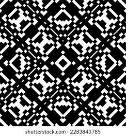 Dark background with abstract shapes. Black and white texture. Seamless monochrome repeating pattern for web page, textures, card, poster, fabric, textile.