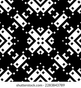 Dark background with abstract shapes. Black and white texture. Seamless monochrome repeating pattern for web page, textures, card, poster, fabric, textile.