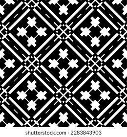 Dark background with abstract shapes. Black and white texture. Seamless monochrome repeating pattern for web page, textures, card, poster, fabric, textile.