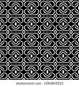 Dark background with abstract shapes. Black and white texture. Seamless monochrome repeating pattern for web page, textures, card, poster, fabric, textile.