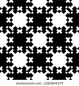 Dark background with abstract shapes. Black and white texture. Seamless monochrome repeating pattern for web page, textures, card, poster, fabric, textile.