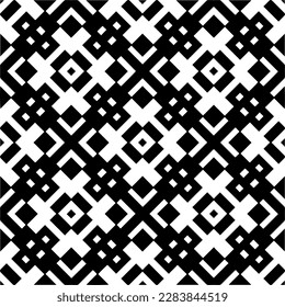 Dark background with abstract shapes. Black and white texture. Seamless monochrome repeating pattern for web page, textures, card, poster, fabric, textile.