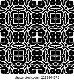 Dunkler Hintergrund mit abstrakten Formen. Schwarz-Weiß-Textur. Nahtlose monochrome Wiederholung Muster für Webseiten, Texturen, Karten, Poster, Gewebe, Textilien.