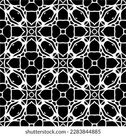 Dunkler Hintergrund mit abstrakten Formen. Schwarz-Weiß-Textur. Nahtlose monochrome Wiederholung Muster für Webseiten, Texturen, Karten, Poster, Gewebe, Textilien.