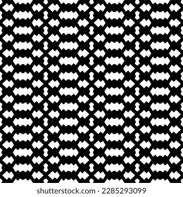 Dark background with abstract shapes. Black and white texture. Seamless monochrome repeating pattern for web page, textures, card, poster, fabric, textile.