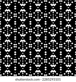 Dark background with abstract shapes. Black and white texture. Seamless monochrome repeating pattern for web page, textures, card, poster, fabric, textile.