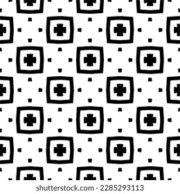 Dark background with abstract shapes. Black and white texture. Seamless monochrome repeating pattern for web page, textures, card, poster, fabric, textile.