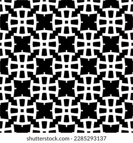 Dark background with abstract shapes. Black and white texture. Seamless monochrome repeating pattern for web page, textures, card, poster, fabric, textile.