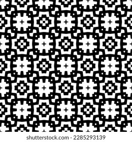 Dark background with abstract shapes. Black and white texture. Seamless monochrome repeating pattern for web page, textures, card, poster, fabric, textile.