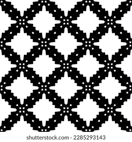 Dark background with abstract shapes. Black and white texture. Seamless monochrome repeating pattern for web page, textures, card, poster, fabric, textile.