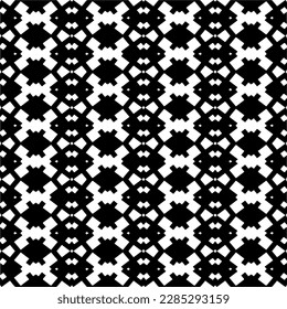 Dark background with abstract shapes. Black and white texture. Seamless monochrome repeating pattern for web page, textures, card, poster, fabric, textile.