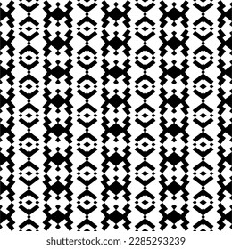 Dark background with abstract shapes. Black and white texture. Seamless monochrome repeating pattern for web page, textures, card, poster, fabric, textile.