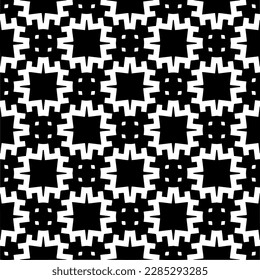 Dark background with abstract shapes. Black and white texture. Seamless monochrome repeating pattern for web page, textures, card, poster, fabric, textile.