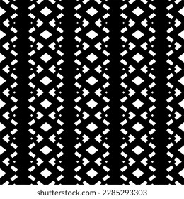 Dark background with abstract shapes. Black and white texture. Seamless monochrome repeating pattern for web page, textures, card, poster, fabric, textile.