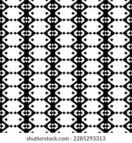 Dark background with abstract shapes. Black and white texture. Seamless monochrome repeating pattern for web page, textures, card, poster, fabric, textile.
