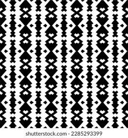 Dark background with abstract shapes. Black and white texture. Seamless monochrome repeating pattern for web page, textures, card, poster, fabric, textile.