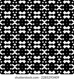 Dark background with abstract shapes. Black and white texture. Seamless monochrome repeating pattern for web page, textures, card, poster, fabric, textile.