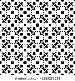 Dark background with abstract shapes. Black and white texture. Seamless monochrome repeating pattern for web page, textures, card, poster, fabric, textile.