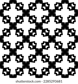 Dark background with abstract shapes. Black and white texture. Seamless monochrome repeating pattern for web page, textures, card, poster, fabric, textile.