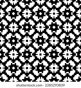 Dark background with abstract shapes. Black and white texture. Seamless monochrome repeating pattern for web page, textures, card, poster, fabric, textile.