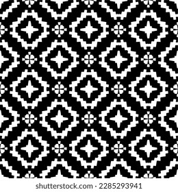 Dark background with abstract shapes. Black and white texture. Seamless monochrome repeating pattern for web page, textures, card, poster, fabric, textile.